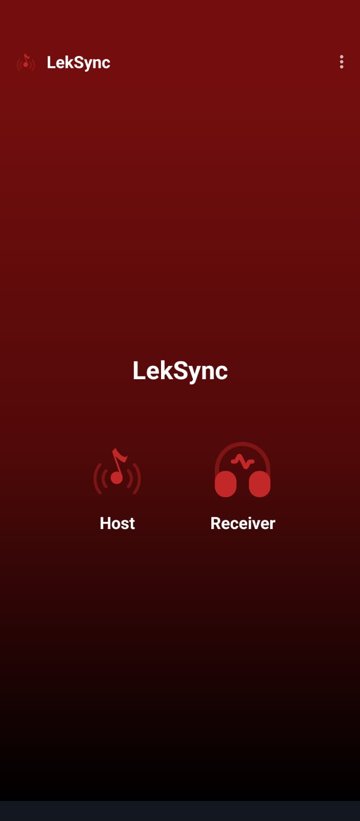 LekSync app interface be a Host or Receiver